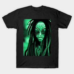 Funny Retro Dreadlock Alien Invader Vintage Sci-fi Space Planet X T-Shirt